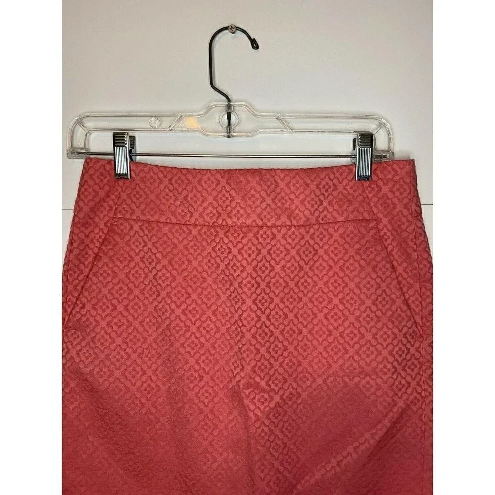 Ann Taylor Petite Sz 00P Textured Pencil Skirt Pink Geometric Pattern